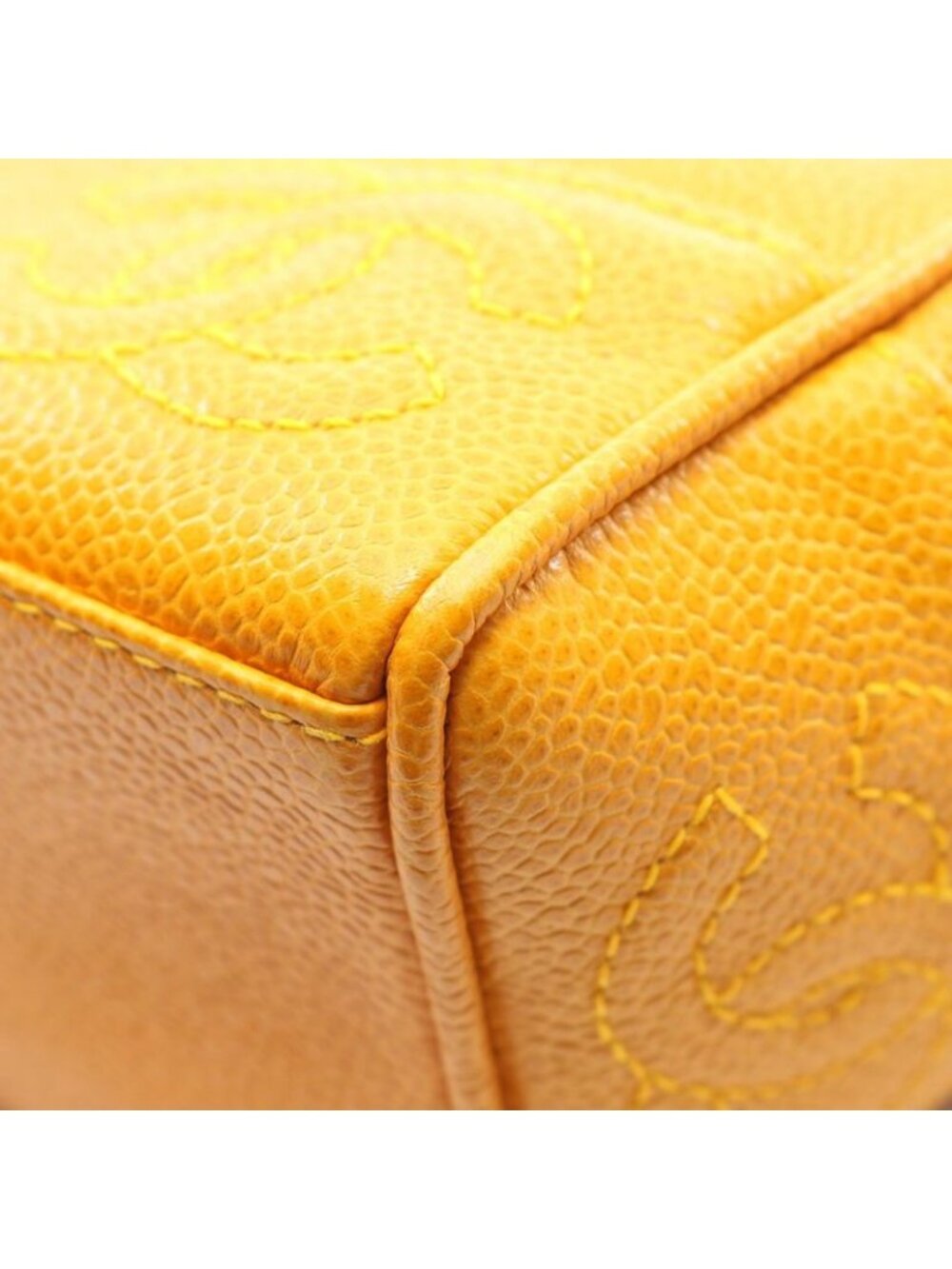 Chanel Tote Triple CC Logo Orange Caviar Leather Coco - Picture 8 of 10